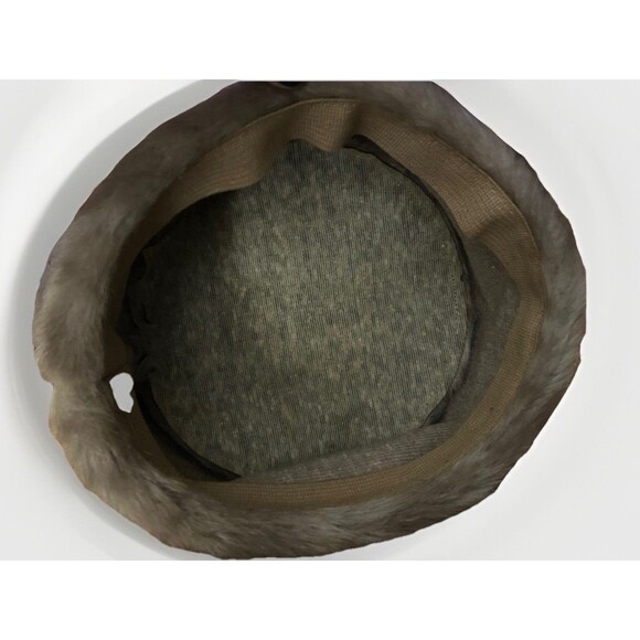 United Hatters Cap Fur Leather Pillbox Warm City Russian Style Union Made Vtg - Picture 3 of 7